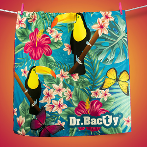 Ręcznik plażowy z powłoką antybakteryjną dwustronny Dr. Bacty 60x130 - Tukan