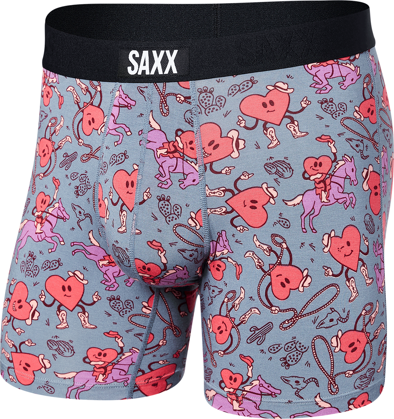 Bokserki męskie szybkoschnące SAXX VIBE Boxer Brief serca - szary Szary   Marki \ SAXX Rower \ Odzież sportowa męska \ Bielizna sportowa męska -  sklep