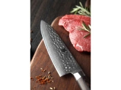 Nóż Santoku Aka Tori ze stali damasceńskiej 7" - Kyoto Olive