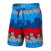 Szorty kąpielowe męskie z kieszeniami 2w1 SAXX OH BUOY krótkie Ananasy - niebieskie