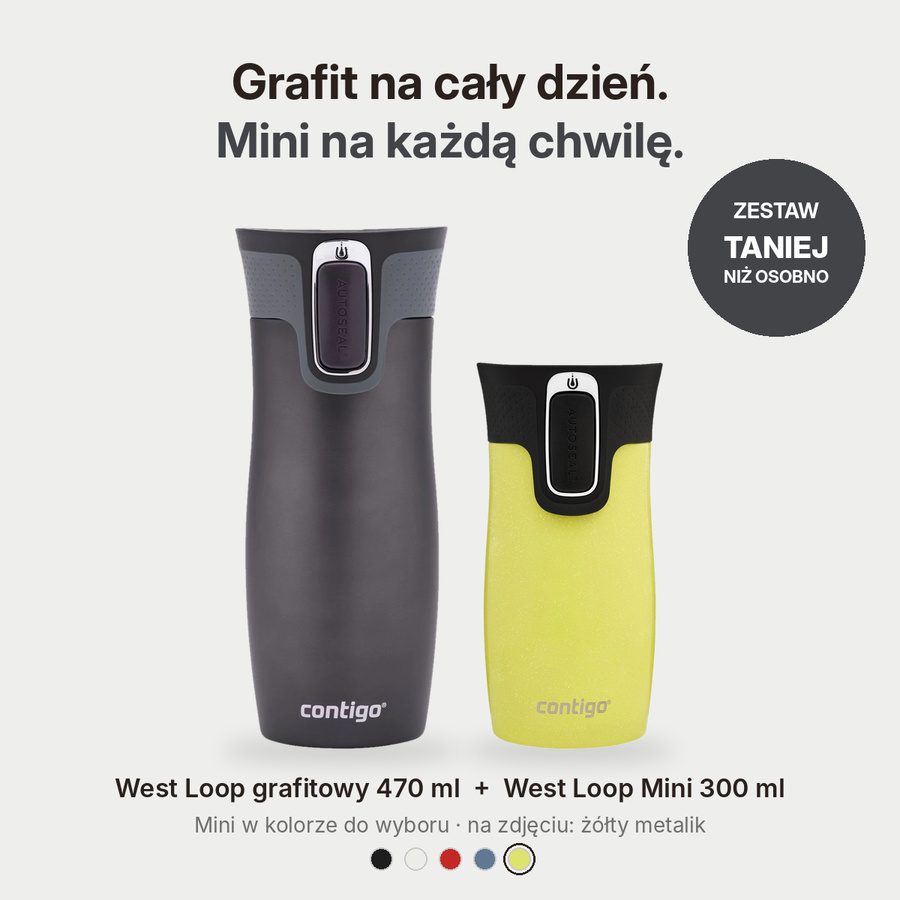 Zestaw Contigo West Loop grafitowy 470 ml + West Loop Mini 300 ml – żółty metalik
