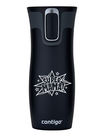 Kubek termiczny Contigo West Loop 2.0 470 ml - Super Mama - czarny
