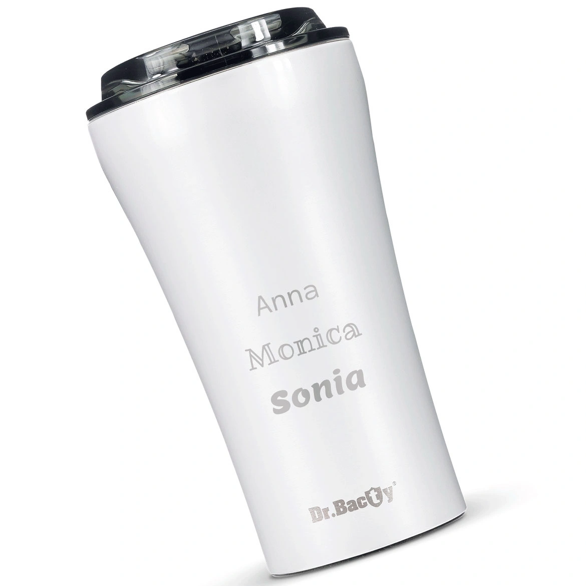 Kubek termiczny na kawę Dr.Bacty Apollo 2.0 - 360 ml - Glossy White - Z twoim grawerem