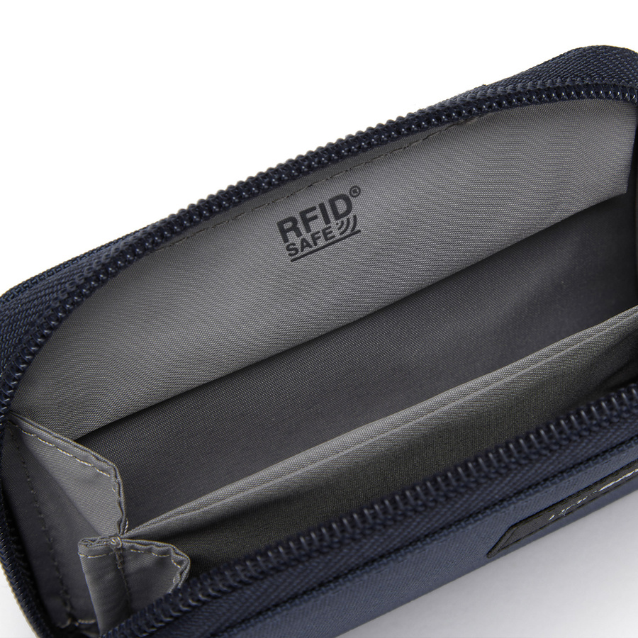 Portfel antykradzieżowy mały RFID Pacsafe - granatowy