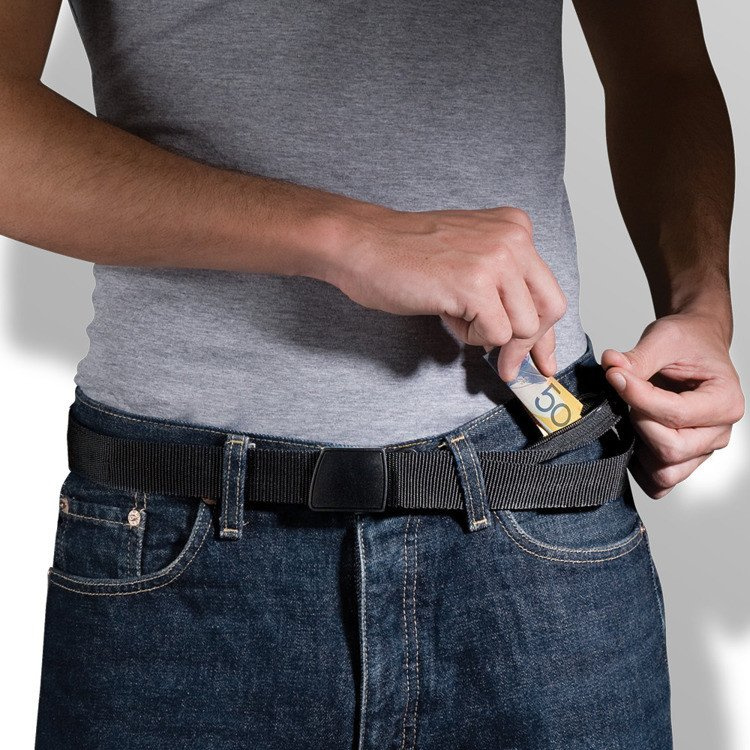 Pasek ze schowkiem antykradzieżowa tajna kieszeń na pieniądze Pacsafe CashSafe - czarna