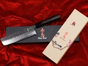 Nóż Nakiri do warzyw z grawerem Aka Tori ze stali damasceńskiej 7" - Tokyo Black