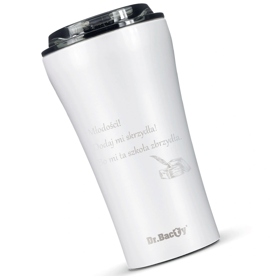 Kubek termiczny na kawę Dr.Bacty Apollo 2.0 - Oda do młodości - 360  ml - Glossy White