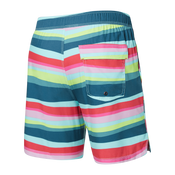 Szorty kąpielowe męskie z kieszeniami 2w1 SAXX OH BUOY krótkie Kolorowe pasy - wielokolorowe