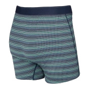 Bokserki męskie trekkingowe / sportowe z rozporkiem SAXX QUEST Boxer Brief Fly zielono-niebieskie paski