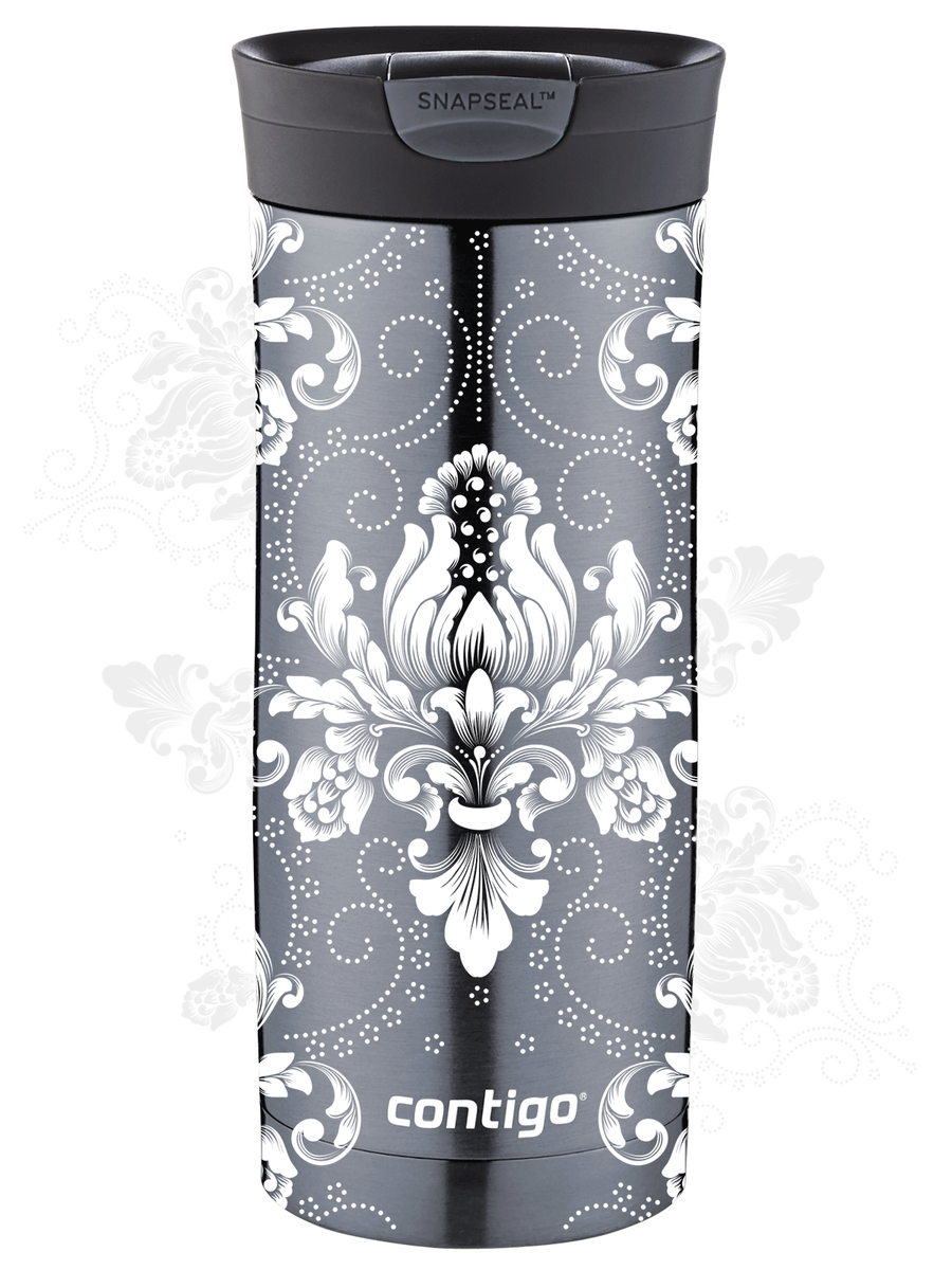 Kubek termiczny Contigo Huron 470ml - Arabeska White - Gunnmetal