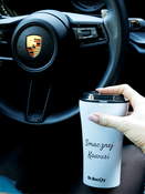 Kubek termiczny na kawę Dr.Bacty Apollo 2.0 - Smacznej kawusi - 360 ml - Glossy White