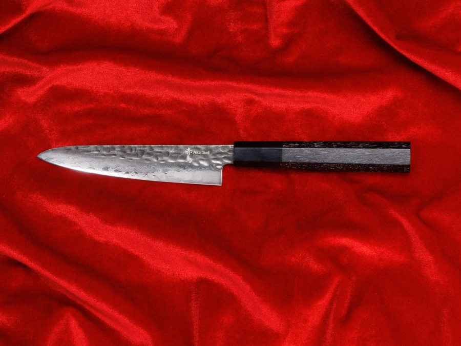 Nóż uniwersalny z grawerem Aka Tori ze stali damasceńskiej 5" - Tokyo Black