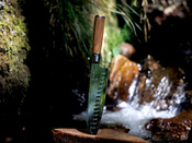 Nóż Santoku Aka Tori ze stali damasceńskiej 7" - Kyoto Olive