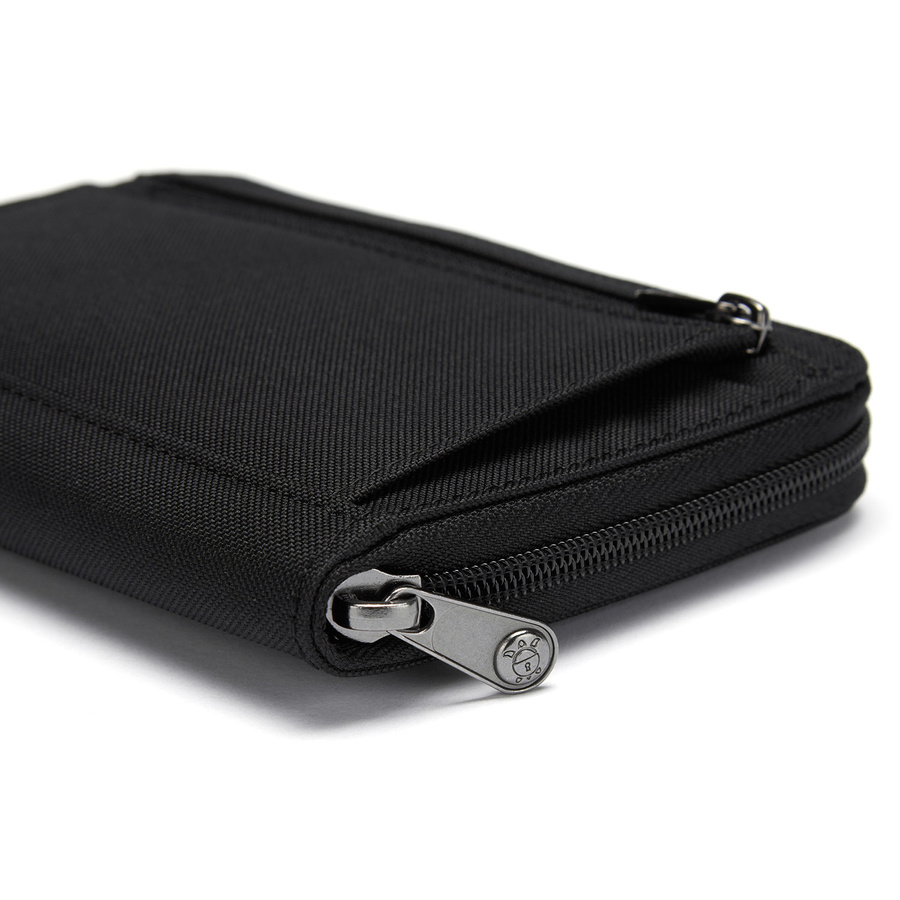 Portfel antykradzieżowy męski duży RFID Pacsafe - czarny - powystawowy