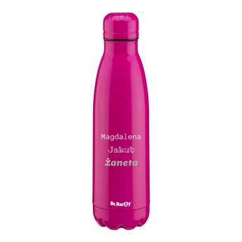 Butelka termiczna stalowa Dr.Bacty Atena 500 ml -  Fluo Fuksja - personalizowana grawerem