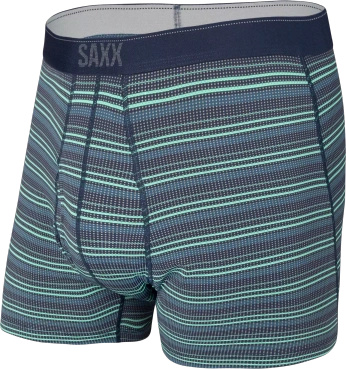 Bokserki męskie trekkingowe / sportowe z rozporkiem SAXX QUEST Boxer Brief Fly zielono-niebieskie paski