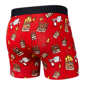 Bokserki męskie szybkoschnące SAXX VIBE Boxer Brief płonące torty - czerwone