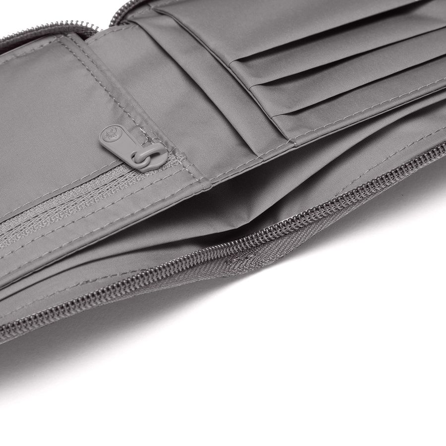 Portfel antykradzieżowy męski mały RFID Pacsafe - szary