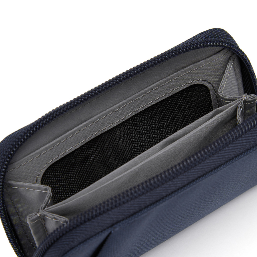 Portfel antykradzieżowy mały RFID Pacsafe - granatowy