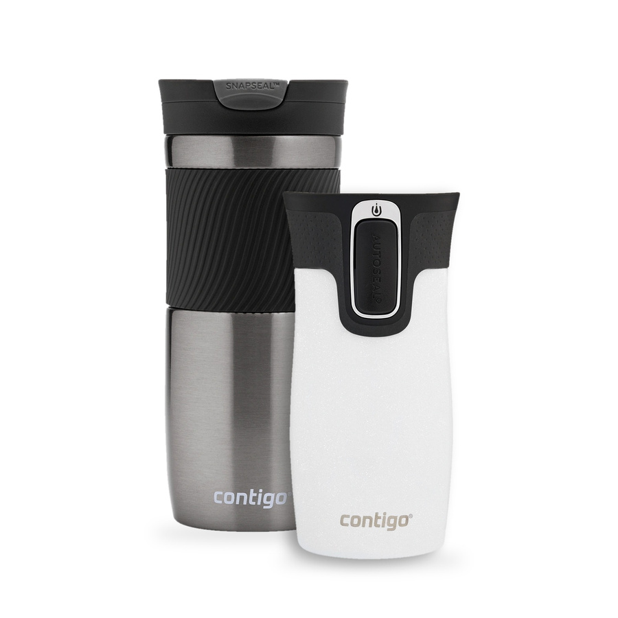 Zestaw Contigo Byron 470 ml Gunmetal + West Loop Mini 300 ml – biały metalik