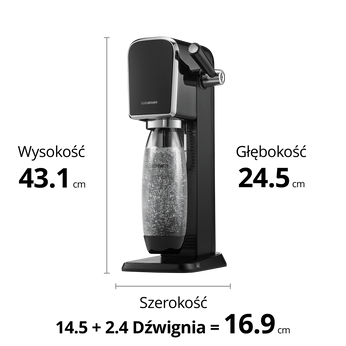 Saturator do wody gazowanej SodaStream ART czarny'+ 1 butelka + nabój CO2
