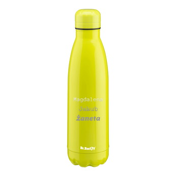 Butelka termiczna stalowa Dr.Bacty Atena 500 ml -  Fluo Żółty - personalizowana grawerem