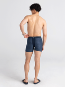 Bokserki męskie chłodzące / sportowe z rozporkiem SAXX HOT SHOT Boxer Brief Fly w paski – granatowe