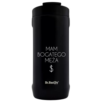 Kubek termiczny 2w1 Dr.Bacty Notus 360 ml - Żona bogatego męża - czarny