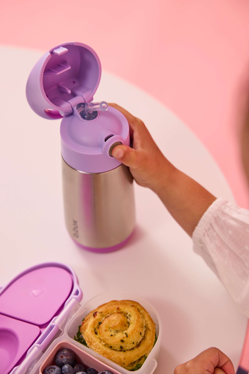 B.box Bidon Termiczny ze Słomką Stalowy 350ml Sugar Plum