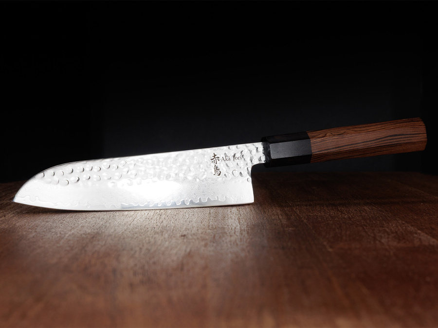 Aka Tori Tokyo Hammer - Nóż Santoku ze stali damasceńskiej 7"