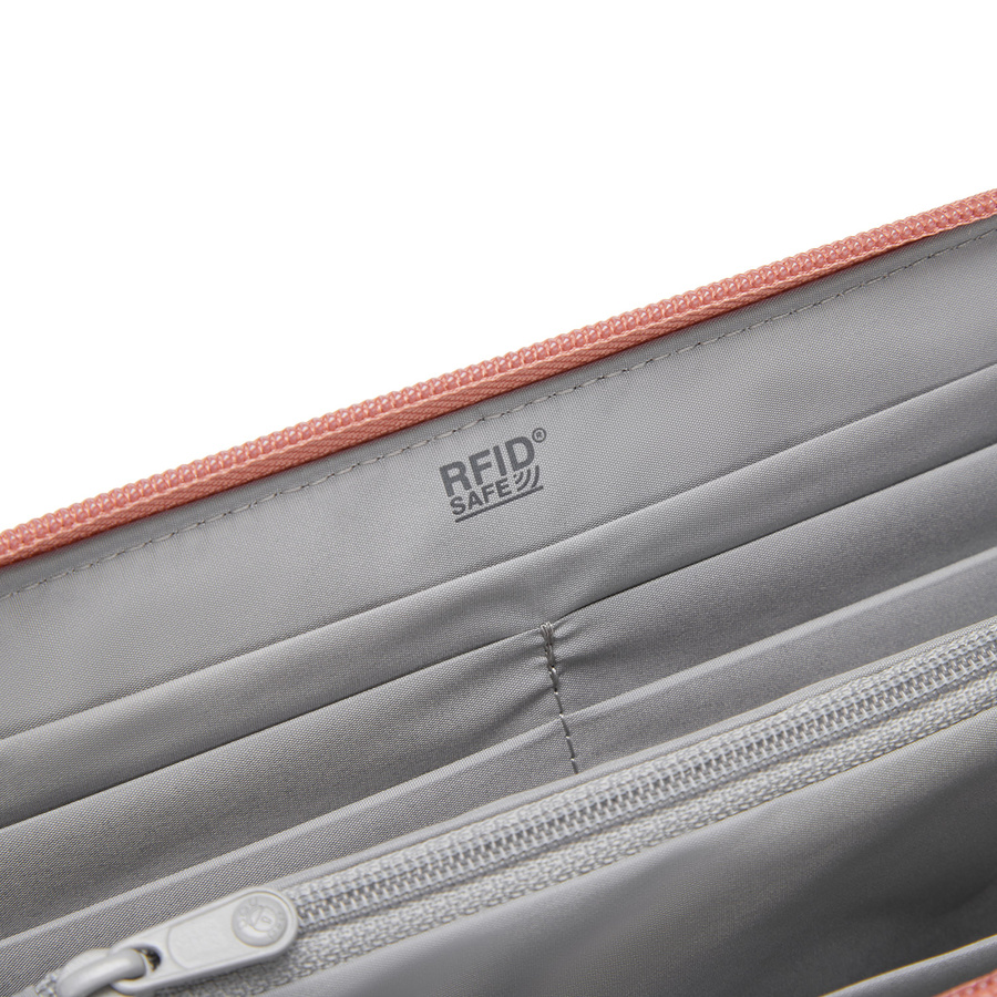 Portfel antykradzieżowy damski duży RFID Pacsafe - różowy