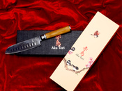 Aka Tori Kyoto Olive - Nóż Santoku ze stali damasceńskiej 5"