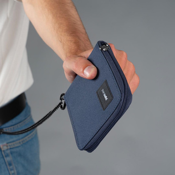 Portfel męski mały RFID Pacsafe - granatowy