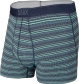 Bokserki męskie trekkingowe / sportowe z rozporkiem SAXX QUEST Boxer Brief Fly zielono-niebieskie paski