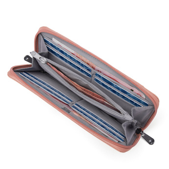 Portfel damski duży RFID Pacsafe - różowy