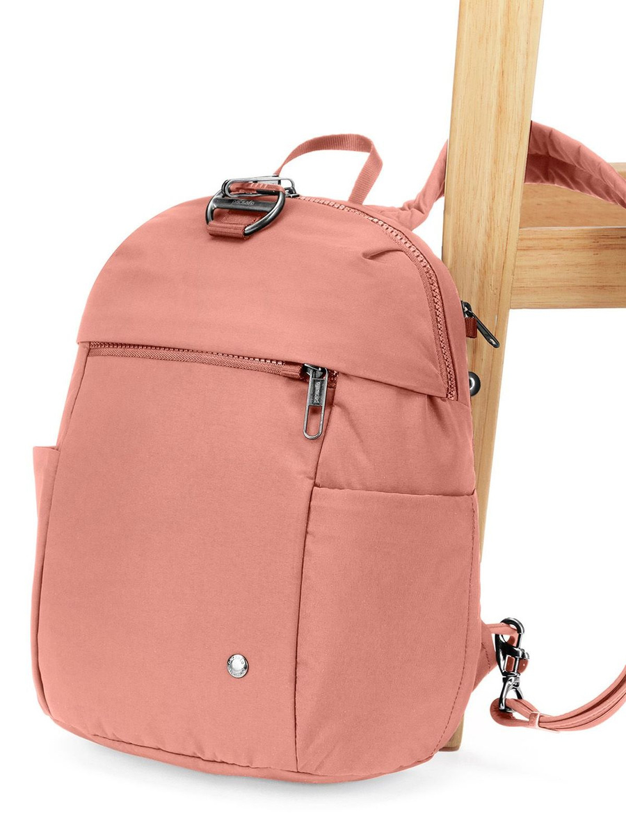 Plecak mini damski antykradzieżowy 8L Pacsafe Citysafe CX Econyl® - różowy