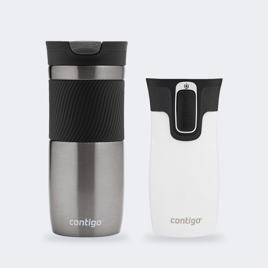 Zestaw Contigo Byron 470 ml Gunmetal + West Loop Mini 300 ml – biały metalik