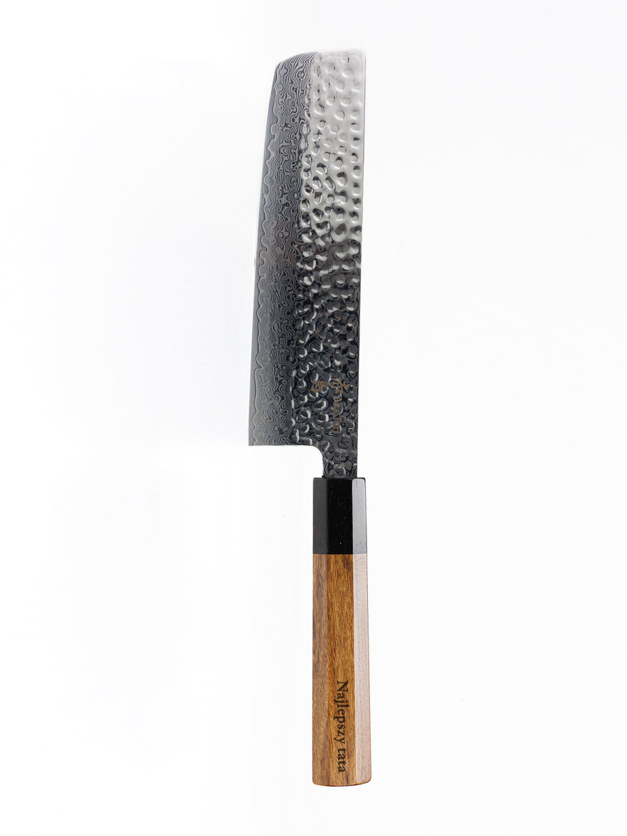 Nóż Nakiri do warzyw z grawerem Aka Tori ze stali damasceńskiej 7" - Tokyo Hammer