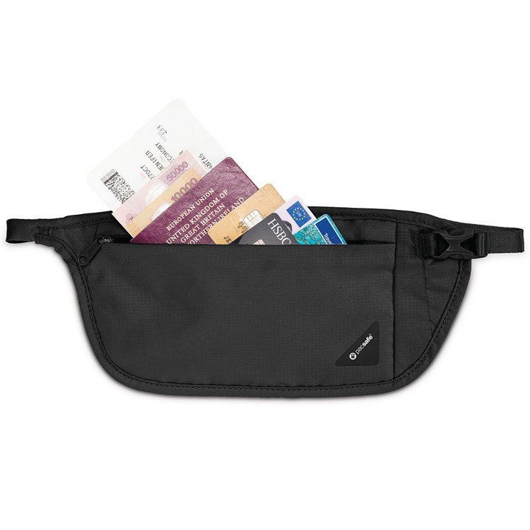 Portfel antykradzieżowy na pas RFID Pacsafe Coversafe V100 - czarny