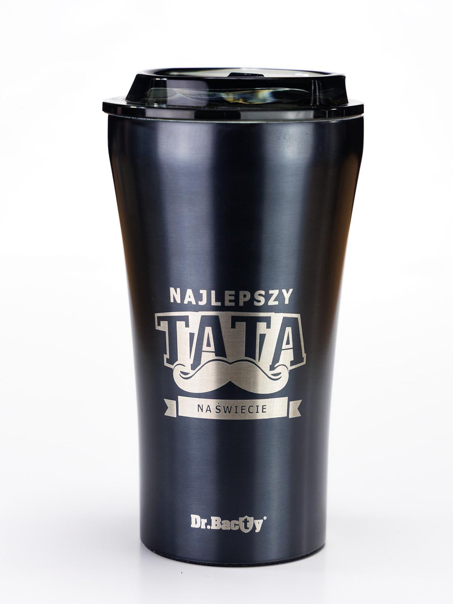 Kubek termiczny na kawę Dr.Bacty Apollo 2.0 360 ml - Najlepszy tata - Gunmetal