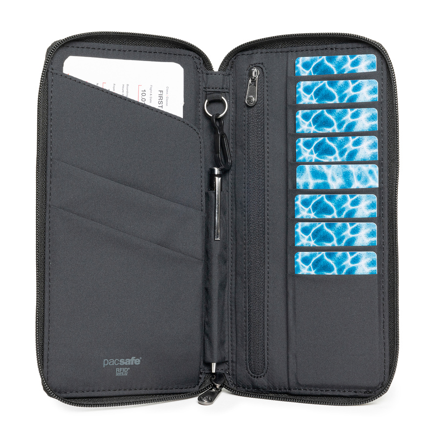 Portfel antykradzieżowy podróżny duży RFID Pacsafe - czarny