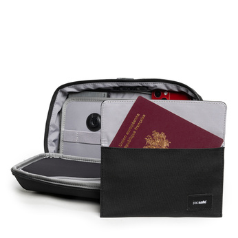 Etui podróżne antykradzieżowe z recyklingu Pacsafe RFIDsafe - czarny