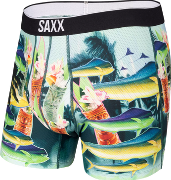 Bokserki męskie sportowe SAXX VOLT Boxer Brief podwodny świat – niebieskie