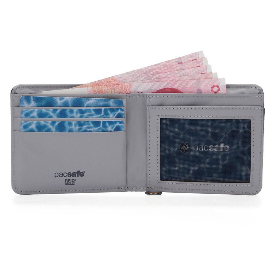 Portfel antykradzieżowy mały RFID Pacsafe - granatowy