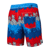 Szorty kąpielowe męskie z kieszeniami 2w1 SAXX OH BUOY krótkie Ananasy - niebieskie