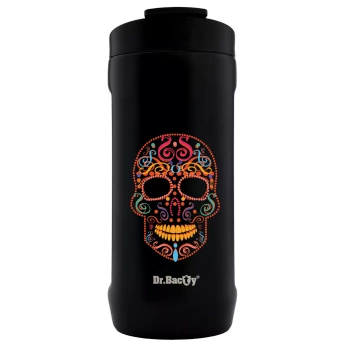Kubek termiczny 2w1 Dr.Bacty Notus 360 ml - Czaszka - czarny