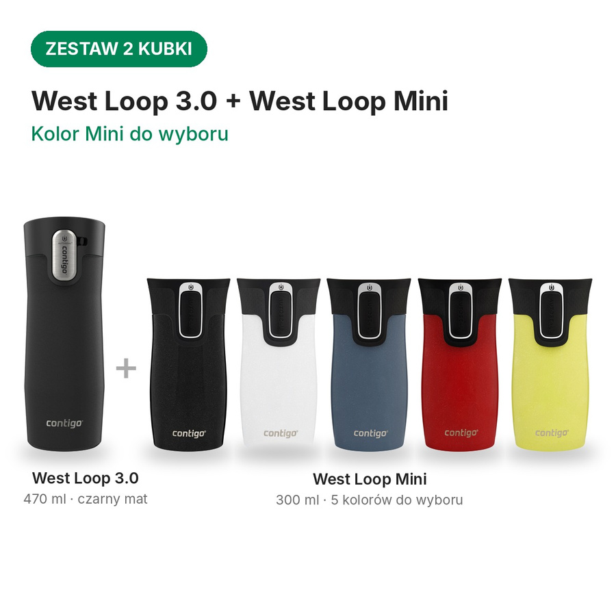 Zestaw kubków termicznych Contigo West Loop 2.0 Latte + West Loop Mini 300 ml – kolor do wyboru