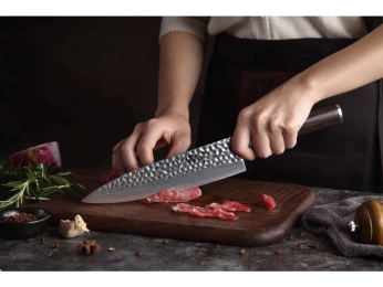Nóż Santoku Aka Tori ze stali damasceńskiej 5" - Kyoto Olive