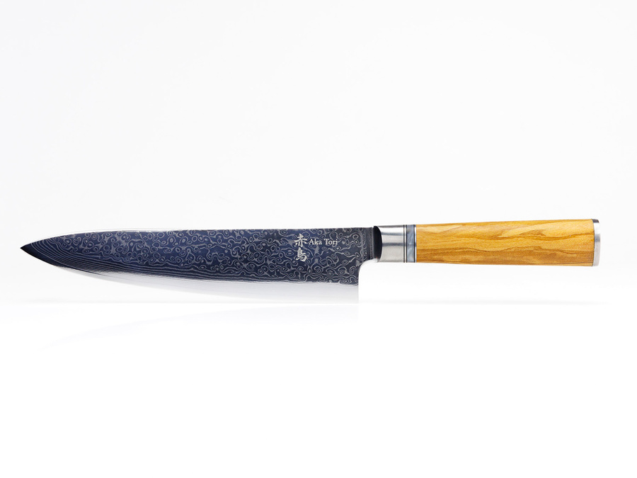 Aka Tori Kyoto Olive - Nóż Szefa Kuchni ze stali damasceńskiej 8"