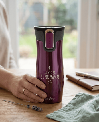 Kubek termiczny Contigo West Loop 2.0 470 ml - Tak wygląda super mama - Malinowy